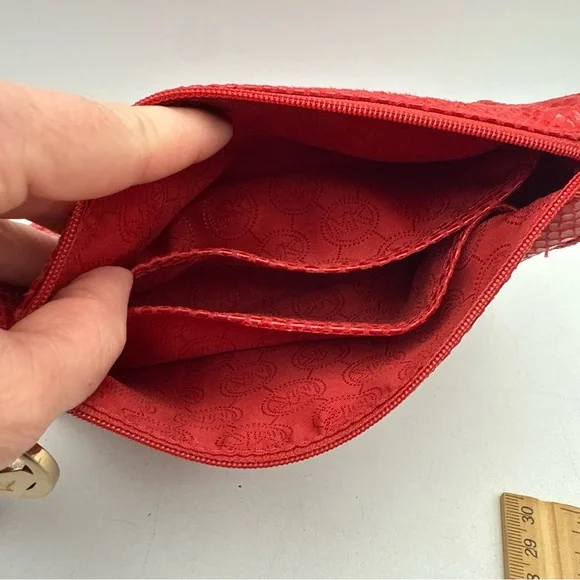 Michael Kors Red Snakeskin Estée Lauder Cosmetic Case MK Pull Limited Edition - Picture 4 of 10